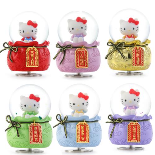 【JARLL讚爾藝術】三麗鷗 Hello Kitty 幸運御守系列水晶球音樂盒 禮物6款任選 居家擺飾 療癒小物 (現貨+預購)