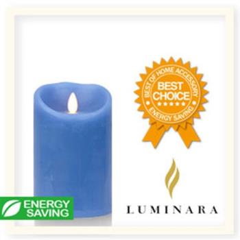 【Luminara 擬真火焰 蠟燭】天空藍海洋香氛光滑蠟燭禮盒（中）+ 加贈充電電池組