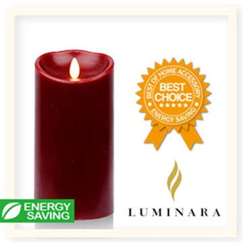 【Luminara 盧擬真火焰 蠟燭】 耶誕紅肉桂香氛光滑蠟燭禮盒（中）+ 加贈充電電池組