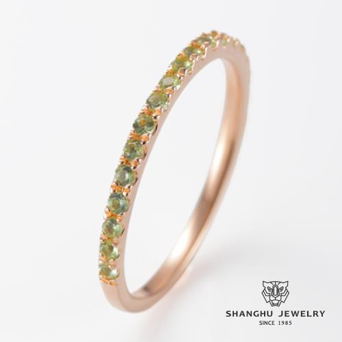 【尚虎珠寶】925銀鍍18K金、玫瑰金，橄欖石線戒-女，鑲嵌9、13顆天然寶石，約25-37分，0.25-0.37克拉