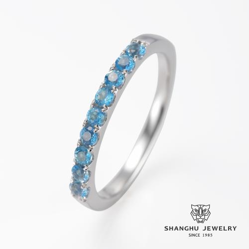 【尚虎珠寶】925銀鍍18K金拓帕石線戒-女，鑲嵌9、13、19顆天然拓帕石，約0.39-0.41克拉