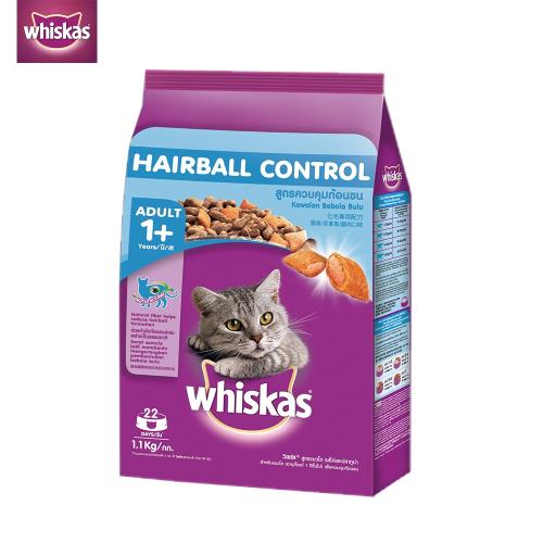 Whiskas偉嘉 化毛配方-雞肉鮮魚貓乾糧1.1kg