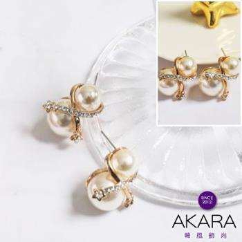 AKARA 簡約珍珠精緻雅量耳環
