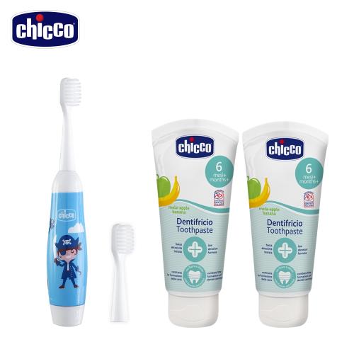 chicco-兒童電動牙刷+木醣醇含氟牙膏50*2