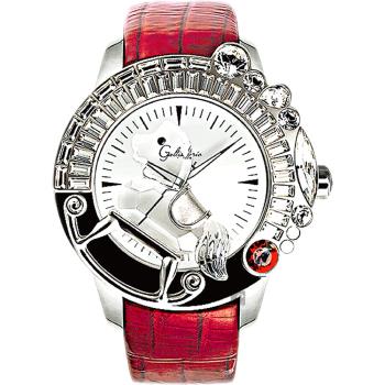 Galtiscopio迦堤童真木馬系列創作夢幻手錶-白x紅錶帶/50mmLG1SS227RLS