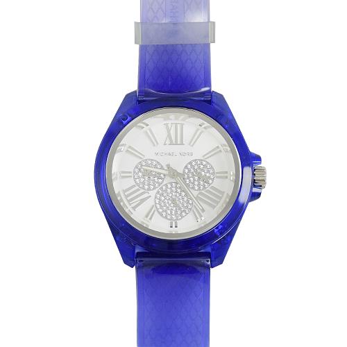 MICHAEL KORS MK6680 Wren 三眼水鑽計時型時尚手錶.藍