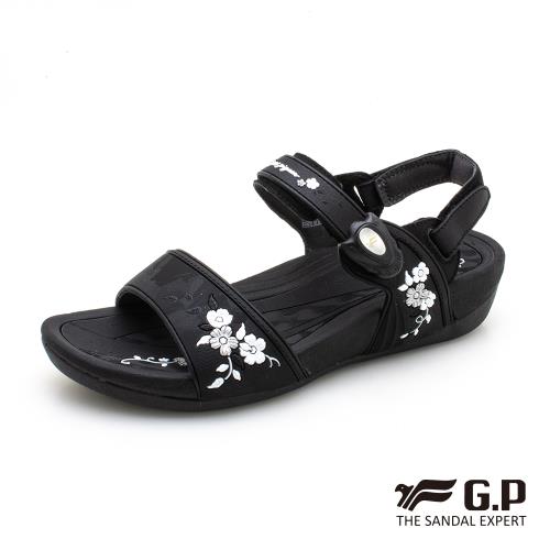 G.P 雙密度典雅雕花磁扣兩用涼拖鞋G0748W-黑色(SIZE:35-39 共二色)
