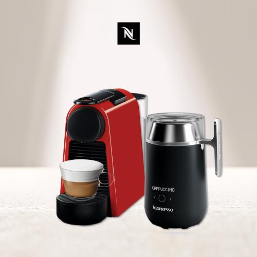 【Nespresso】膠囊咖啡機 Essenza Mini 寶石紅 Barista咖啡大師調理機 組合