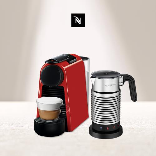 下單再折★【Nespresso】膠囊咖啡機 Essenza Mini 寶石紅 全自動奶泡機組合