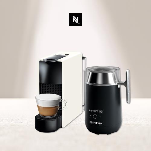 【Nespresso】膠囊咖啡機 Essenza Mini 純潔白 Barista咖啡大師調理機 組合