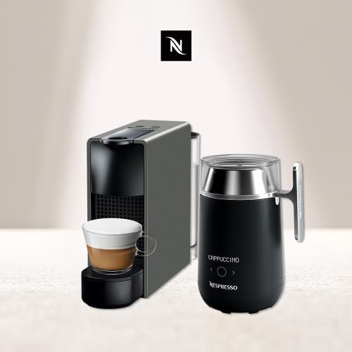 【Nespresso】膠囊咖啡機 Essenza Mini 優雅灰 Barista咖啡大師調理機 組合