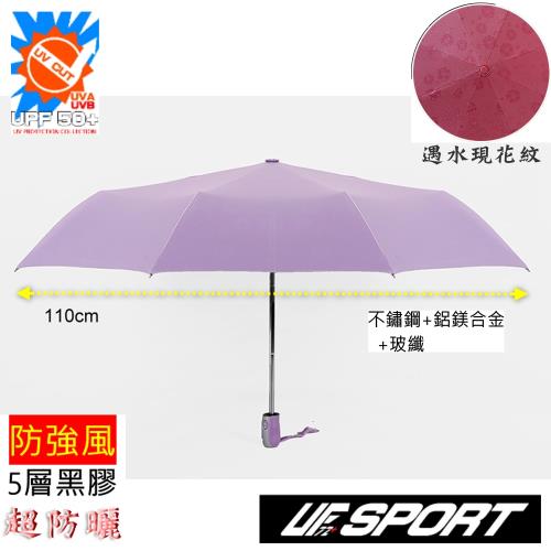 【UF72】UF-0125抗UV防風黑膠超厚合金傘寬110CM三折自動傘(遇水開花)