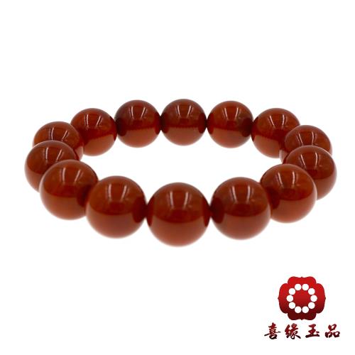 【喜緣玉品】天然南紅瑪瑙圓珠念珠手串(15mm)