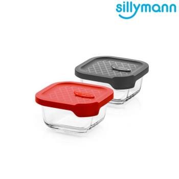 【韓國sillymann】 100%鉑金矽膠微波烤箱輕量玻璃保鮮盒(正方型300ml)