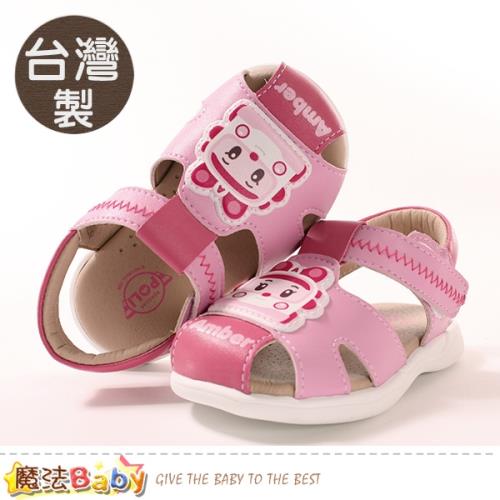 魔法Baby 手工寶寶鞋 台灣製POLI正版安寶款止滑女童涼鞋~sa01123