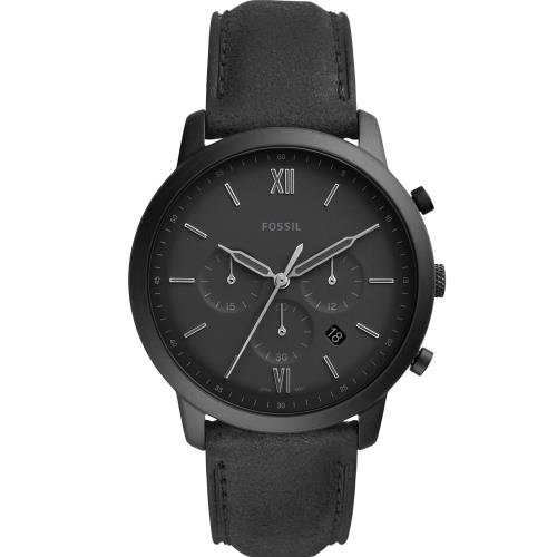 FOSSIL Neutra 黑潮時尚皮革手錶(FS5503)44mm