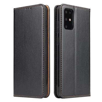 Fierre Shann 真皮紋 Samsung S20+ (6.7吋) 錢包支架款 磁吸側掀 手工PU皮套保護殼