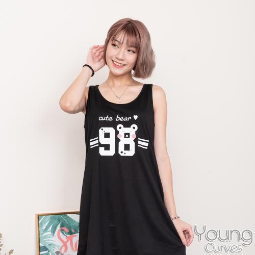 Young Curves 彈性棉質無袖連身睡衣(C01-100690 98可愛熊)