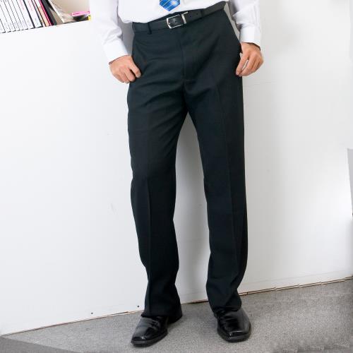 【Chinjun】正統上班族西褲 100%免燙、平面素色黑