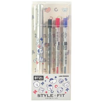 日本限定ENSKY防彈少年團BT21正版UNI機能筆STYLE+FIT油性3色0.5mm原子筆457983(附JETSTREAM筆芯)