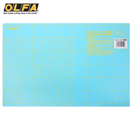 日本OLFA雙色雙面拼布墊RM-IC-C防滑裁切墊A3切割墊(厚0.15mm;2種尺規)割布墊美工作墊裁縫墊縫紉墊子