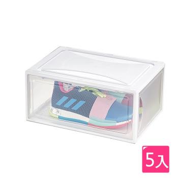 E-Life-家用簡易透明磁吸掀蓋鞋盒一般款(5入組)