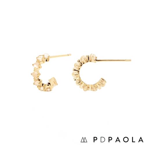 西班牙 PD PAOLA 時尚品牌  Lady Bird 優雅圓圈鍍18K金耳環-珍珠白