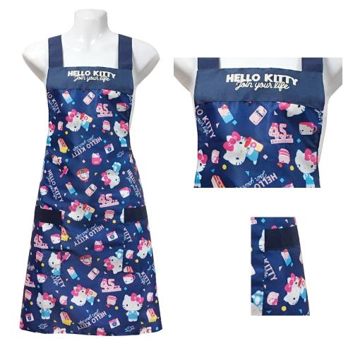 Hello Kitty 45週年花布圍裙HB508-藍色
