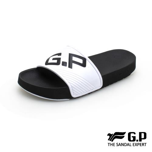 G.P 男款Be Better休閒舒適拖鞋G0566M-白黑色(SIZE:L-XXL 共三色)