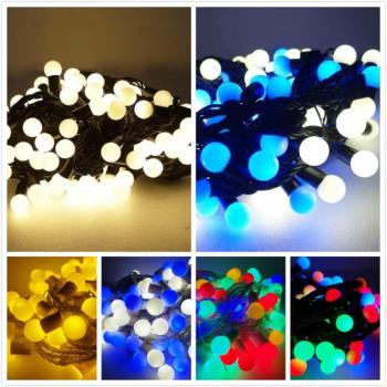 摩達客-100燈LED圓球珍珠燈串-顏色可選(插電式/ 附控制器跳機)(高亮度又省電)