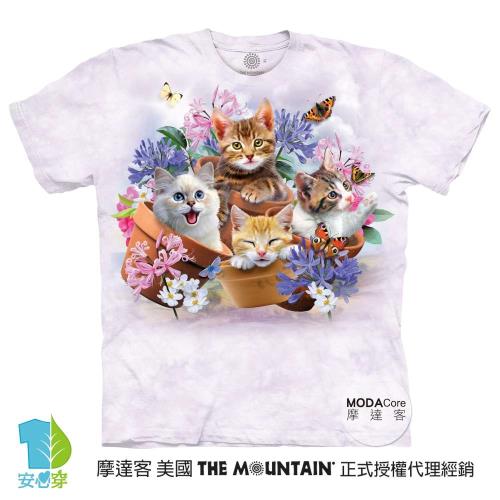 摩達客(預購)美國進口The Mountain 花園貓咪哦耶 純棉環保藝術中性短袖T恤-3XL
