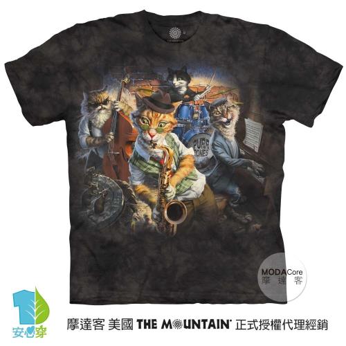 摩達客(預購)美國進口The Mountain 貓咪樂隊 純棉環保藝術中性短袖T恤-4XL-5XL