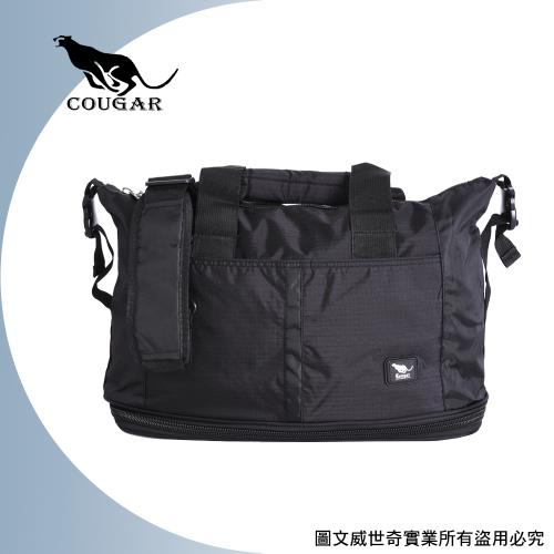(Cougar)可加大 可掛行李箱 旅行袋/手提袋/側背袋(7037全黑色)