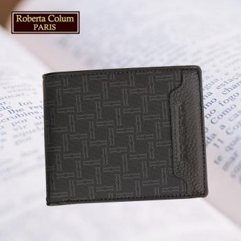 (Roberta Colum)諾貝達 男用短夾 專櫃皮夾 進口牛皮配乳膠短夾 (28901-黑色)