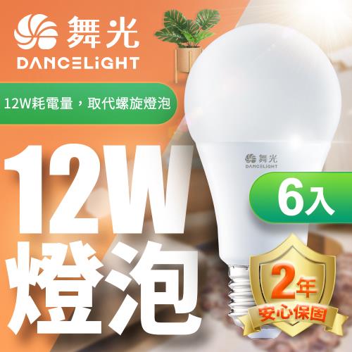 超值6入組【舞光】LED燈泡12W 亮度等同23W螺旋燈泡(白光/自然光/黃光)