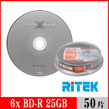 RITEK錸德 6x BD-R 25GB 藍光片 X版/50片布丁桶裝