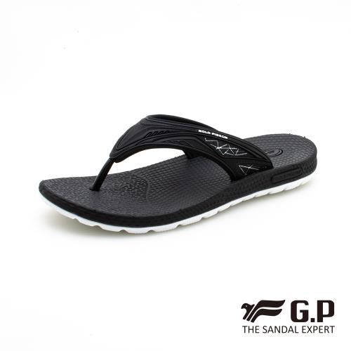 GP 男款羽量級舒適夾腳拖鞋G0582M-黑色(SIZE:39-44 共二色) G.P(Gold.Pigon)  防水 雨天 涼鞋 拖鞋