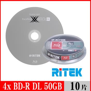 RITEK錸德 4x BD-R DL 50GB 藍光片 X版/10片布丁桶裝