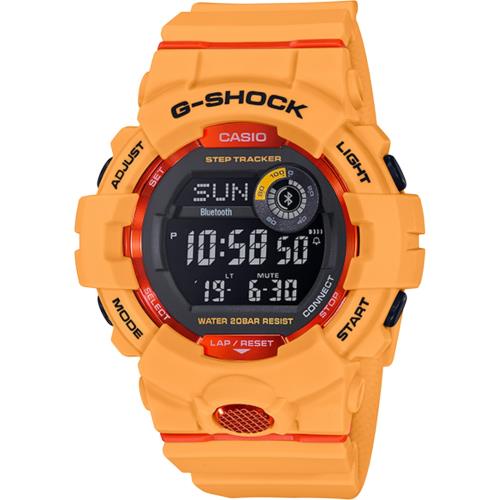 CASIO G-SHOCK G-SQUAD藍牙連結運動管理數位錶-亮橘(GBD-800-4D)