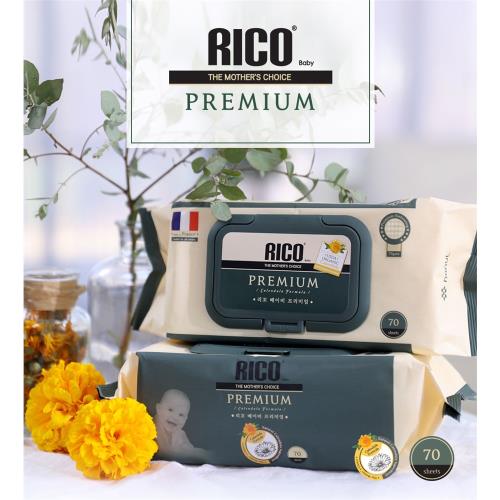 韓國rico Baby金盞花有機天然特厚款濕紙巾 Premium70片裝13入 抗菌 酒精濕巾 Etmall東森購物