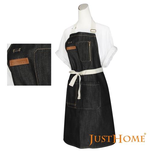 Just Home史代爾丹寧附口袋長版牛仔圍裙(75x80cm)廚房烹飪及居家好幫手