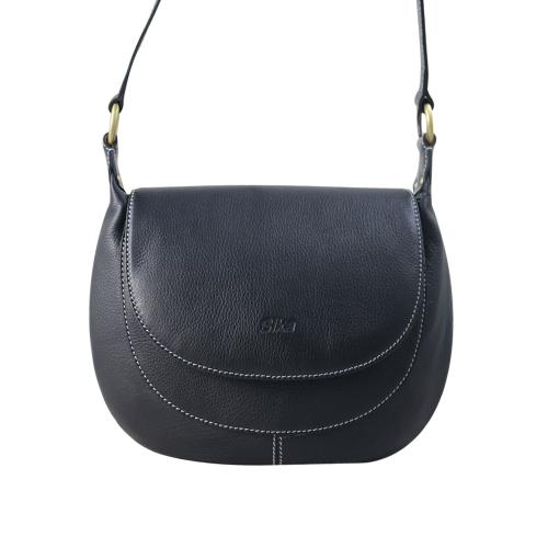 Sika牛皮斜背包-L6223-03黑色