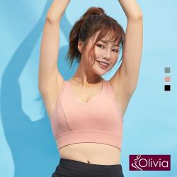 Olivia 後交叉美背中度運動內衣 粉色 無鋼圈內衣 Etmall東森購物