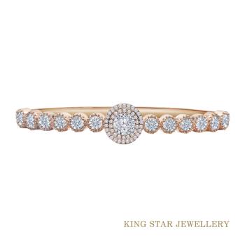King Star 18K奢華玫瑰金滿鑽1.5克拉鑽石手環手鍊 (最白Dcolor 3Excellent 八心八箭完美車工)