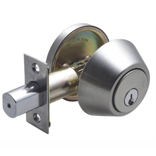 DA61Y 加安輔助鎖補助鎖 門鎖 60mm、扁平鑰匙、不銹鋼磨砂色、單面 門厚52-65mm 防火級 鋁門硫化銅門木門