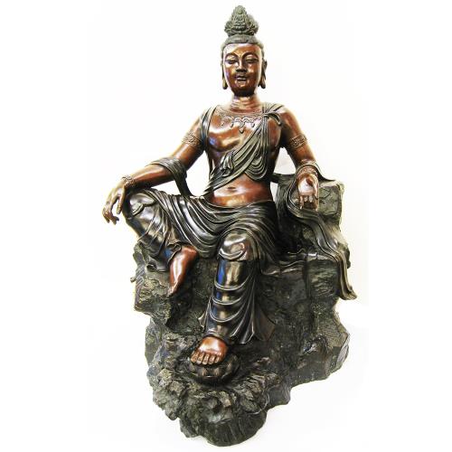 [開運陶源] 富貴吉祥  自在觀音 佛像 銅雕 觀世音菩薩 