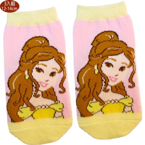 卡通兒童襪迪士尼公主貝兒公主兒童襪子短襪直版襪3入組12-14cm 133412 【卡通小物】
