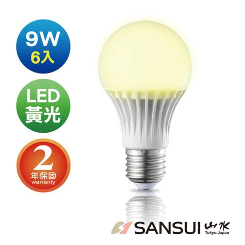 SANSUI山水 9W黃光LED超廣角球燈泡(8入) MA2S06-9*8