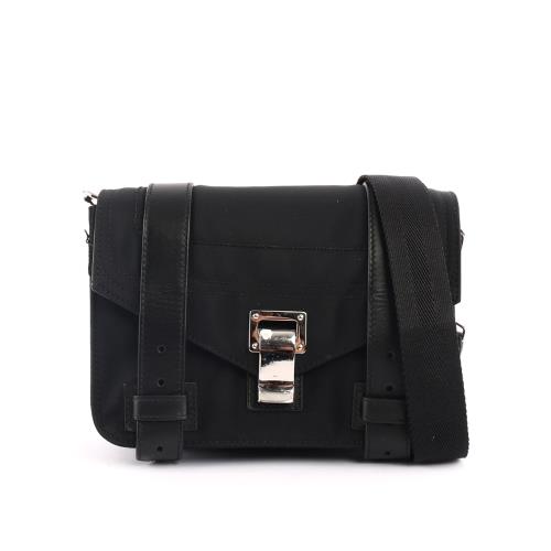 PROENZA SCHOULER 尼龍/皮革拼接mini cross-body斜背包(黑色) H00437 F023P 0000
