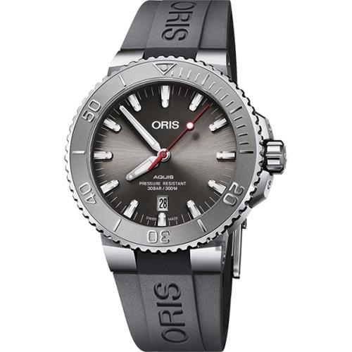 ORIS豪利時AquisRelief日期潛水機械錶-灰x灰色錶帶/43.5mm0173377304153-0742463EB